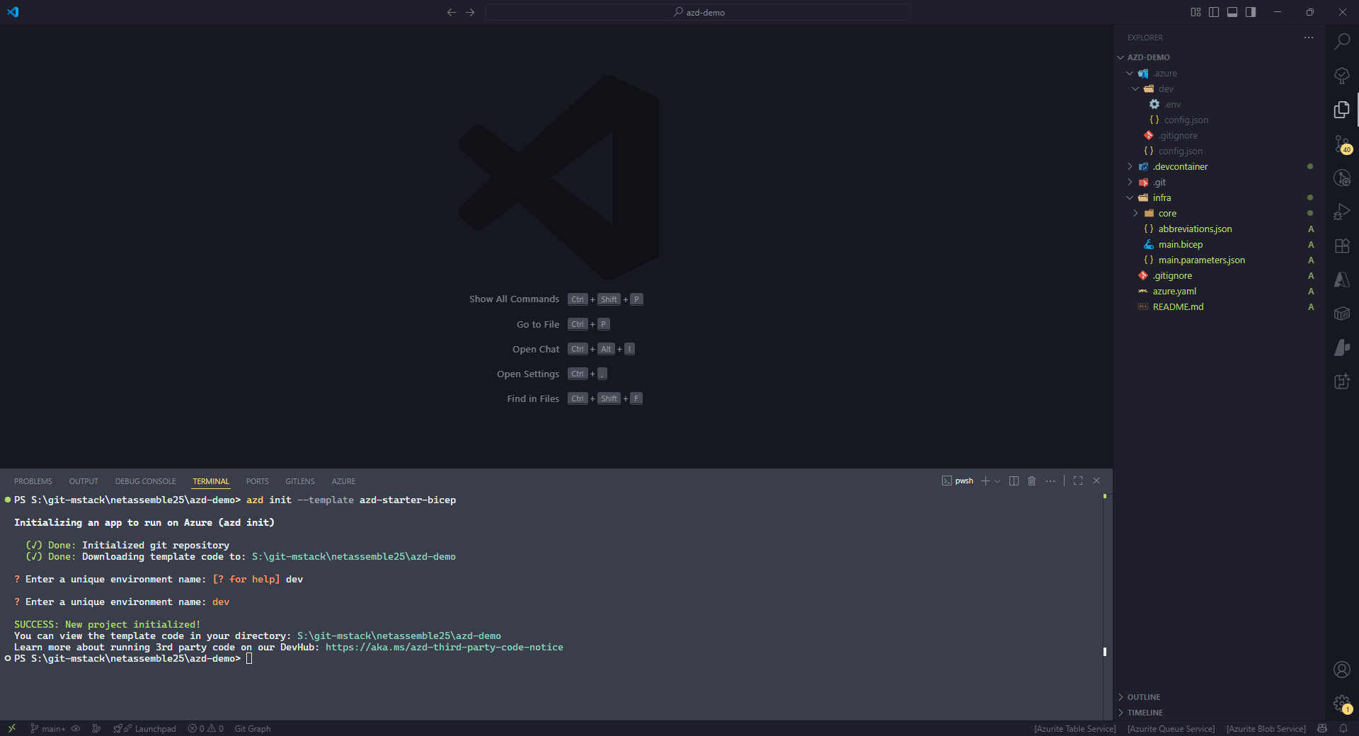 azd init template starter bicep