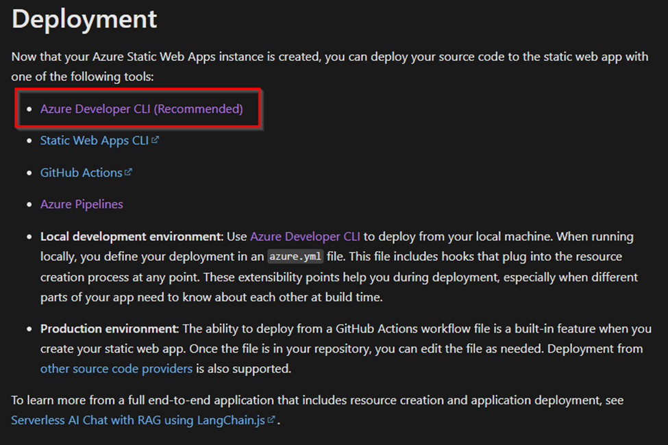 SWA Deployment Recommendation