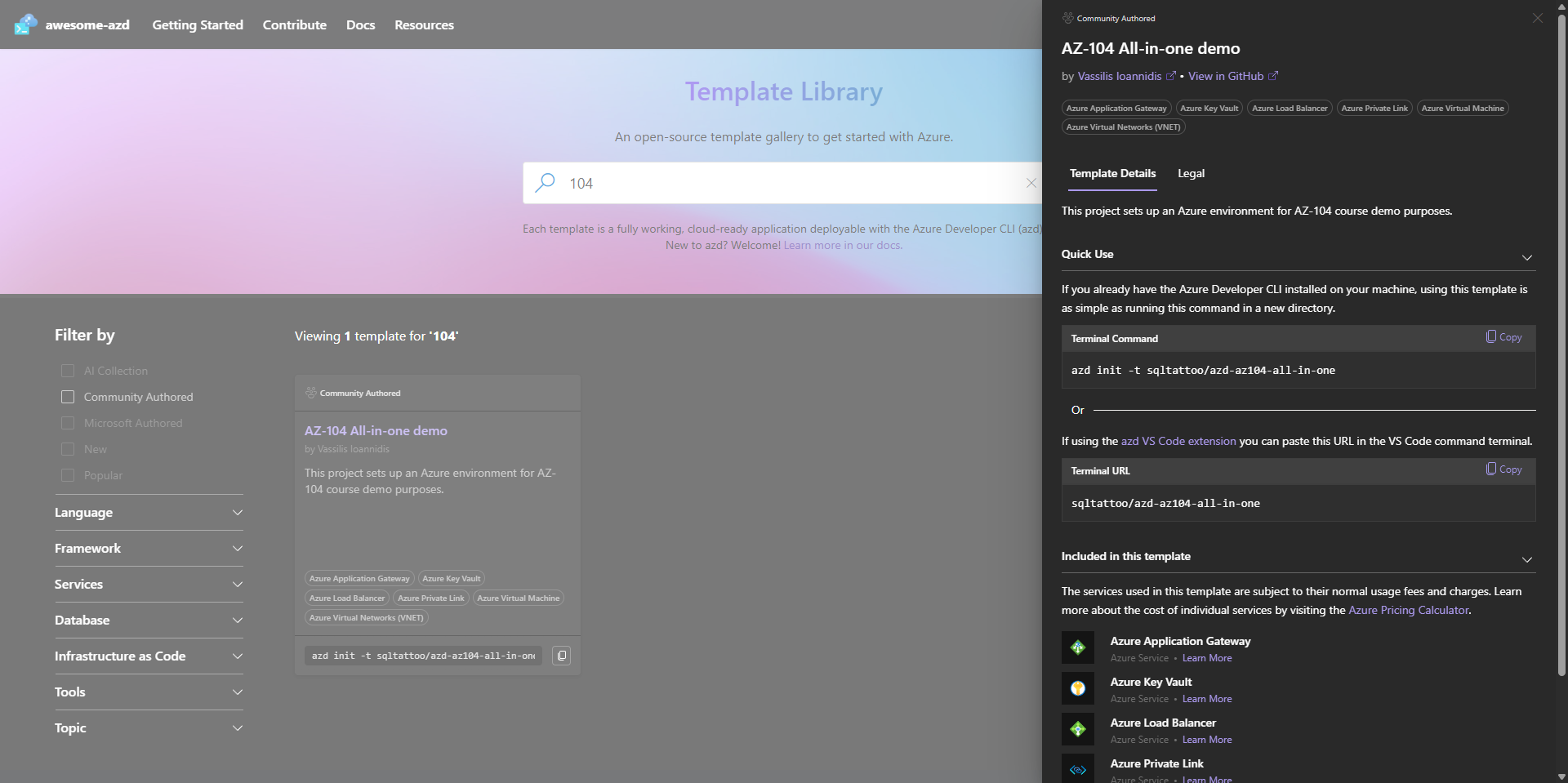 Template Gallery Blade AZ-104
